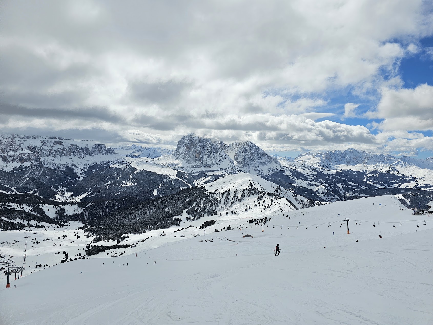 Seceda ski slopes below the Odle peaks in Val Gardena